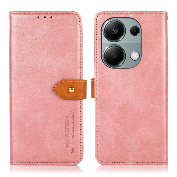 For Xiaomi Redmi Note 13 Pro 4G / POCO M6 Pro KHAZNEH Cowhide Texture Flip Leather Phone Case(Rose Gold)
