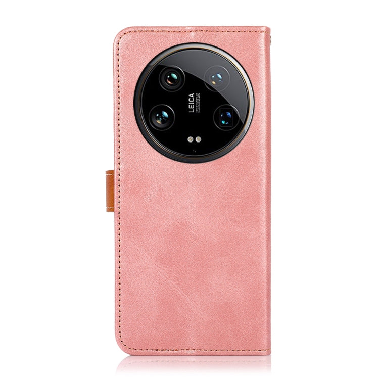 For Xiaomi 14 Ultra KHAZNEH Cowhide Texture Flip Leather Phone Case(Rose Gold)