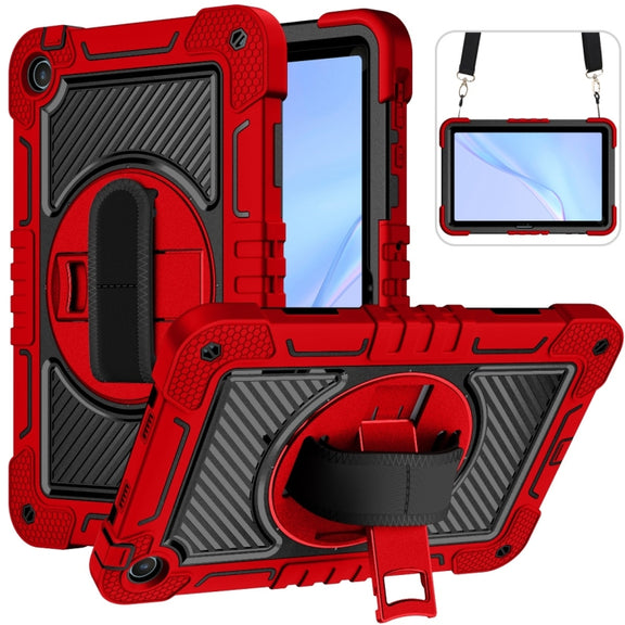 For Huawei MatePad SE 10.4 360 Degree Rotation PC Contrast Silicone Tablet Case(Red + Black)