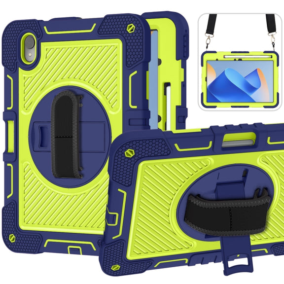 For Huawei MatePad 11 2023 360 Degree Rotation PC Contrast Silicone Tablet Case(Navy Blue + Yellow Green)