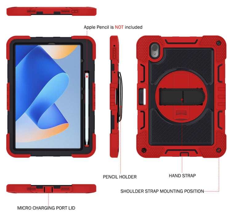 For Huawei MatePad 11 2023 360 Degree Rotation PC Contrast Silicone Tablet Case(Red + Black)