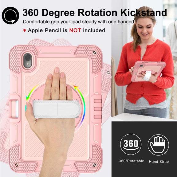For Huawei MatePad 11 2023 360 Degree Rotation PC Contrast Silicone Tablet Case(Rose Gold)