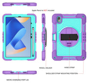 For Huawei MatePad 11 2023 360 Degree Rotation PC Contrast Silicone Tablet Case(Purple + Mint Green)
