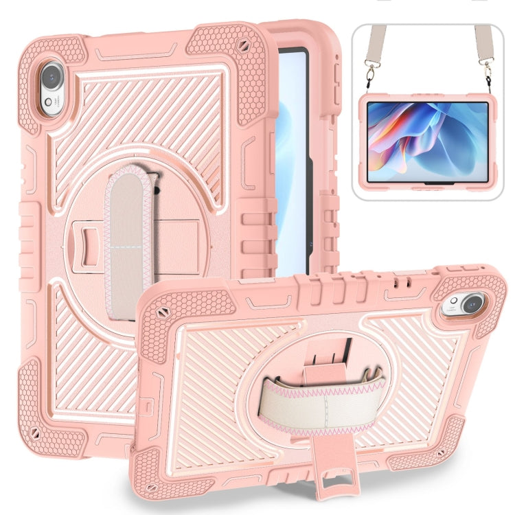 For Huawei MatePad 11.5 2023 360 Degree Rotation PC Contrast Silicone Tablet Case(Rose Gold)
