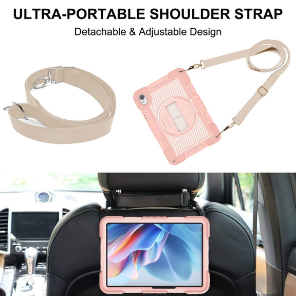 For Huawei MatePad 11.5 2023 360 Degree Rotation PC Contrast Silicone Tablet Case(Rose Gold)