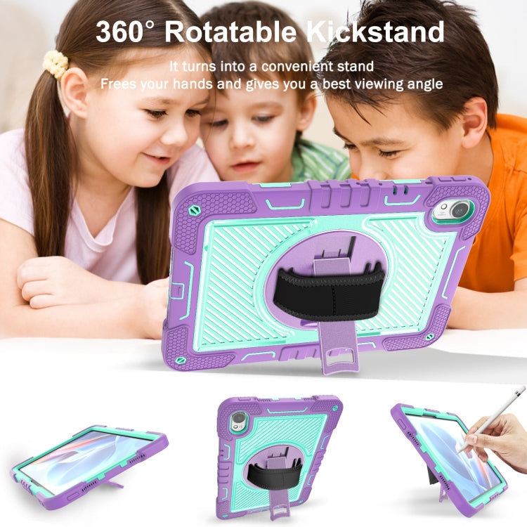 For Huawei MatePad 11.5 2023 360 Degree Rotation PC Contrast Silicone Tablet Case(Purple + Mint Green)