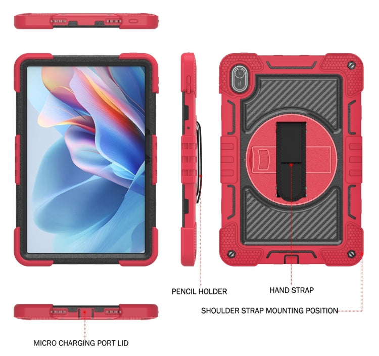 For Huawei MatePad SE 11 360 Degree Rotation PC Contrast Silicone Tablet Case(Red + Black)