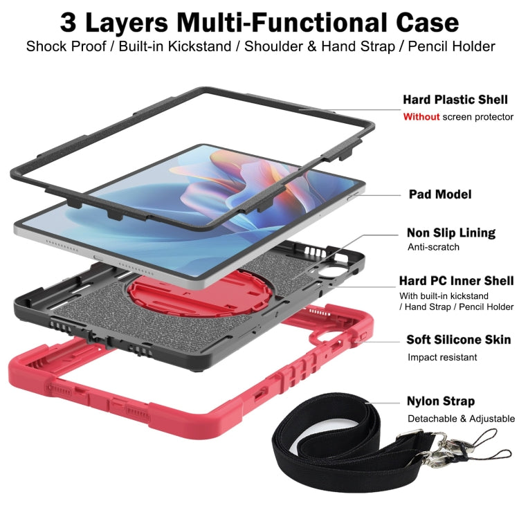 For Huawei MatePad SE 11 360 Degree Rotation PC Contrast Silicone Tablet Case(Red + Black)