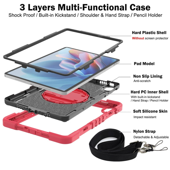 For Huawei MatePad SE 11 360 Degree Rotation PC Contrast Silicone Tablet Case(Red + Black)