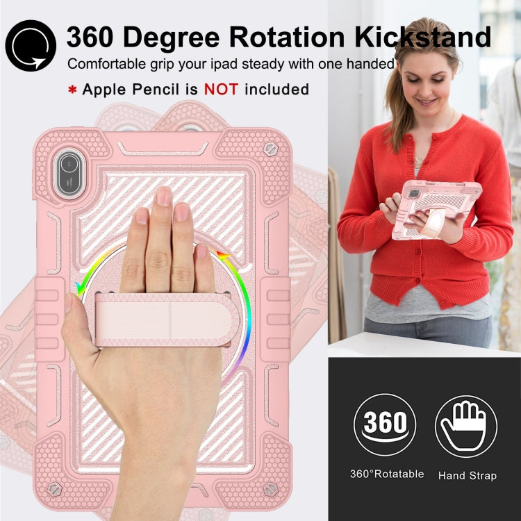 For Huawei MatePad SE 11 360 Degree Rotation PC Contrast Silicone Tablet Case(Rose Gold)