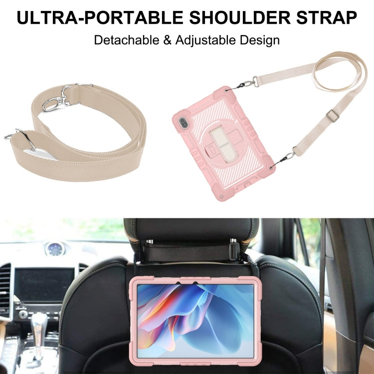 For Huawei MatePad SE 11 360 Degree Rotation PC Contrast Silicone Tablet Case(Rose Gold)