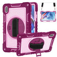 For Huawei MatePad SE 11 360 Degree Rotation PC Contrast Silicone Tablet Case(Rose Red + Pink) - Huawei by PMC TechLife | Online Shopping South Africa | PMC TechLife | Buy Now Pay Later Mobicred