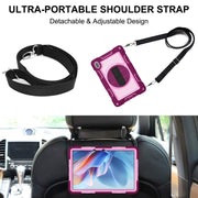 For Huawei MatePad SE 11 360 Degree Rotation PC Contrast Silicone Tablet Case(Rose Red + Pink)
