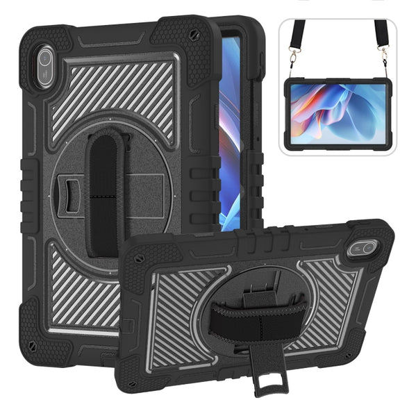 For Huawei MatePad SE 11 360 Degree Rotation PC Contrast Silicone Tablet Case(Black)