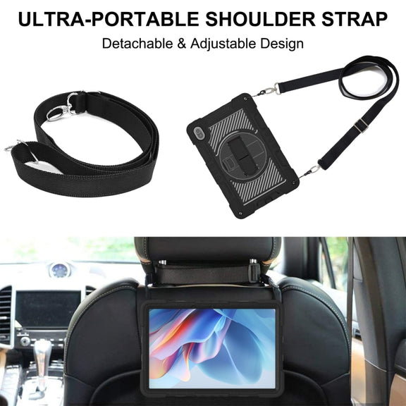For Huawei MatePad SE 11 360 Degree Rotation PC Contrast Silicone Tablet Case(Black)