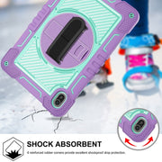 For Huawei MatePad SE 11 360 Degree Rotation PC Contrast Silicone Tablet Case(Purple + Mint Green)