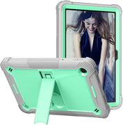 For TCL Tab 10 5G Shockproof Silicone Hybrid PC Tablet Case with Holder(Mint Green + Grey)