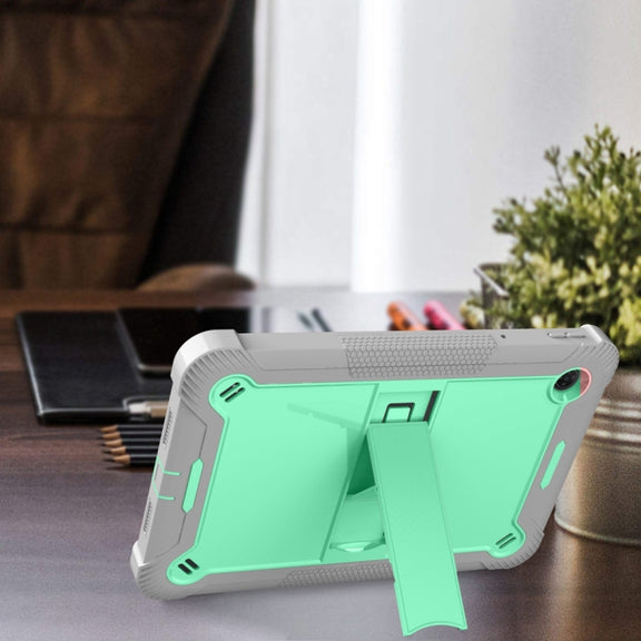 For TCL Tab 10 5G Shockproof Silicone Hybrid PC Tablet Case with Holder(Mint Green + Grey)