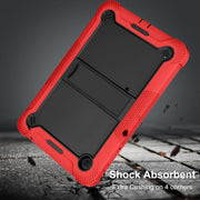 For TCL Tab 10 5G Shockproof Silicone Hybrid PC Tablet Case with Holder(Black + Red)