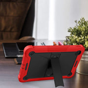 For TCL Tab 10 5G Shockproof Silicone Hybrid PC Tablet Case with Holder(Black + Red)
