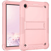 For TCL Tab 10 5G Shockproof Silicone Hybrid PC Tablet Case with Holder(Rose Gold)