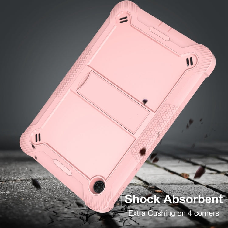 For TCL Tab 10 5G Shockproof Silicone Hybrid PC Tablet Case with Holder(Rose Gold)