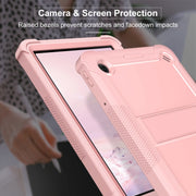 For TCL Tab 10 5G Shockproof Silicone Hybrid PC Tablet Case with Holder(Rose Gold)