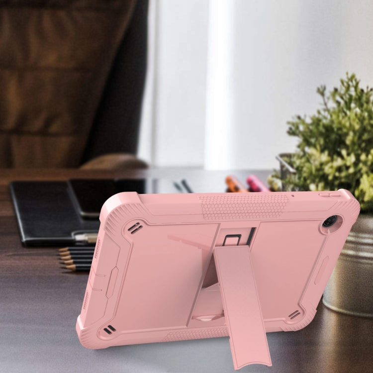 For TCL Tab 10 5G Shockproof Silicone Hybrid PC Tablet Case with Holder(Rose Gold)