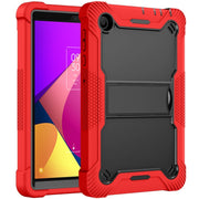 For TCL Tab 8 LE Shockproof Silicone Hybrid PC Tablet Case with Holder(Black + Red)