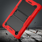 For TCL Tab 8 LE Shockproof Silicone Hybrid PC Tablet Case with Holder(Black + Red)