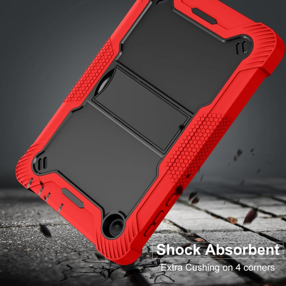 For TCL Tab 8 LE Shockproof Silicone Hybrid PC Tablet Case with Holder(Black + Red)