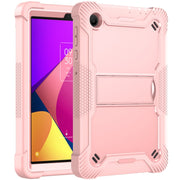 For TCL Tab 8 LE Shockproof Silicone Hybrid PC Tablet Case with Holder(Rose Gold)