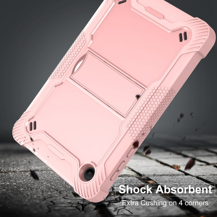 For TCL Tab 8 LE Shockproof Silicone Hybrid PC Tablet Case with Holder(Rose Gold)
