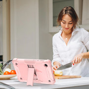 For TCL Tab 8 LE Shockproof Silicone Hybrid PC Tablet Case with Holder(Rose Gold)