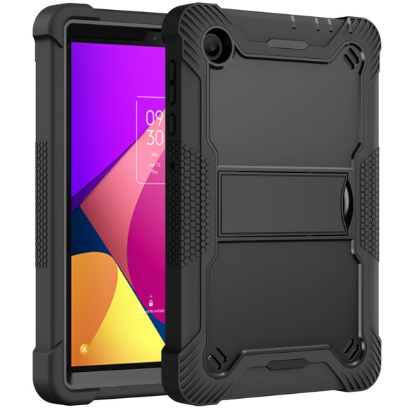 For TCL Tab 8 LE Shockproof Silicone Hybrid PC Tablet Case with Holder(Black)