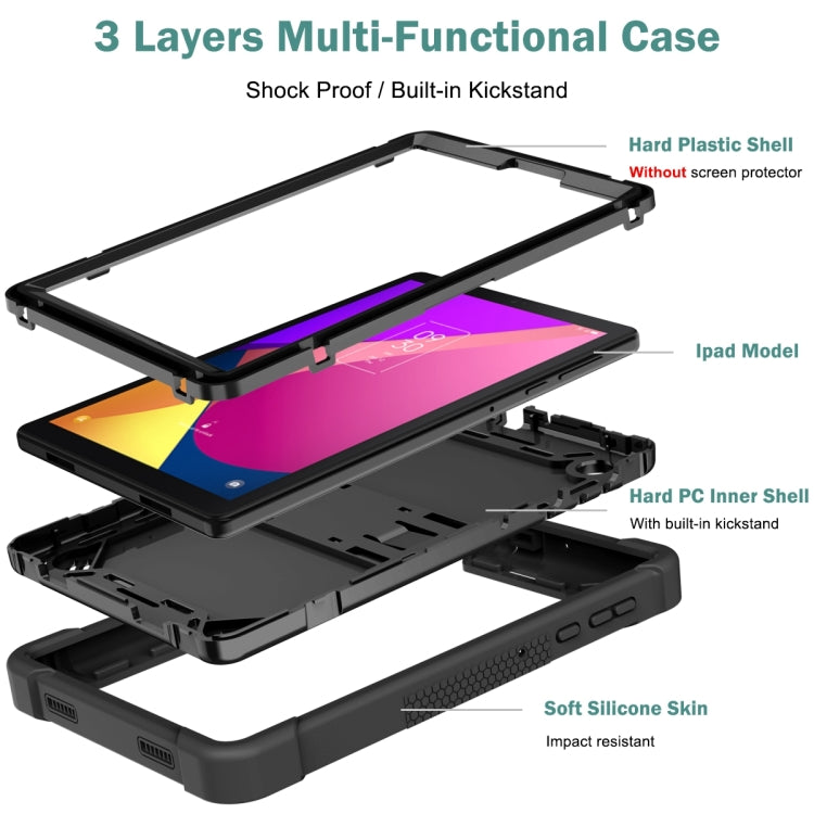 For TCL Tab 8 LE Shockproof Silicone Hybrid PC Tablet Case with Holder(Black)