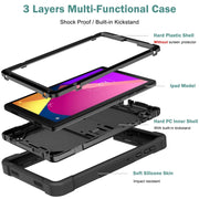 For TCL Tab 8 LE Shockproof Silicone Hybrid PC Tablet Case with Holder(Black)