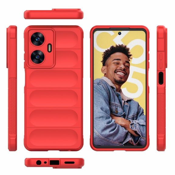 For Realme C55 4G Magic Shield TPU + Flannel Phone Case(White)