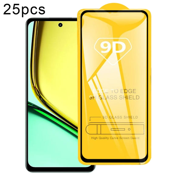 For Realme C67 4G / 12 Lite 25pcs 9D Full Glue Screen Tempered Glass Film