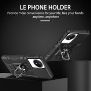 For vivo Y02 Ring Holder Armor Hybrid Phone Case(Black)