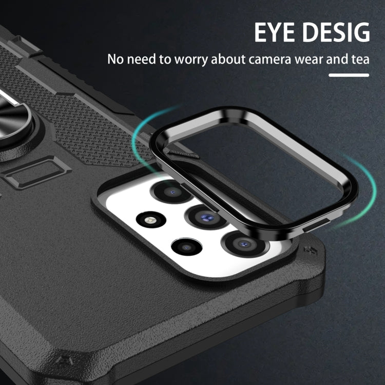 For vivo Y02 Ring Holder Armor Hybrid Phone Case(Black)