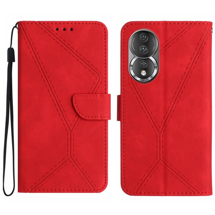 For Honor 80 Stitching Embossed Leather Phone Case(Red)