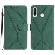 For Huawei P30 Lite/nova 4e Stitching Embossed Leather Phone Case(Green)