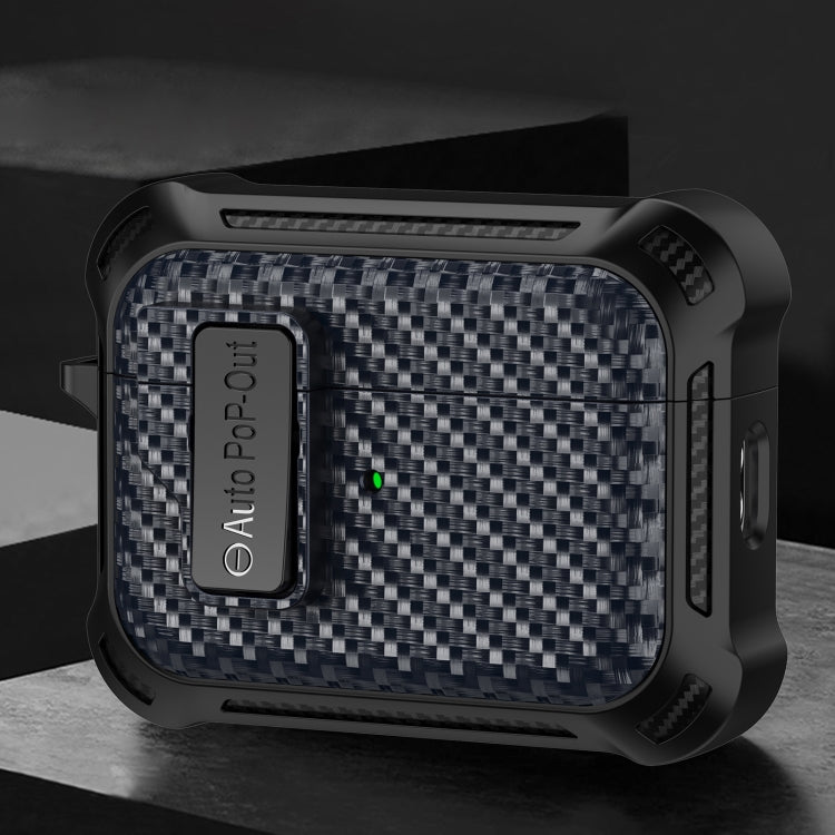 For AirPods Pro 2 Alpha Carbon Fiber Wireless Bluetooth Earphone Protective Case(Royal Blue)