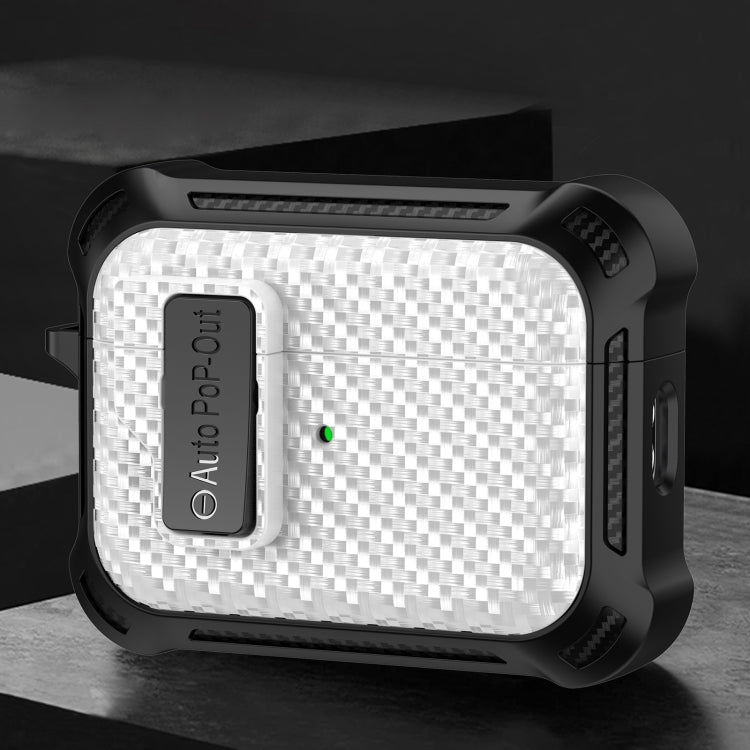For AirPods 3 Alpha Carbon Fiber Wireless Bluetooth Earphone Protective Case(White)
