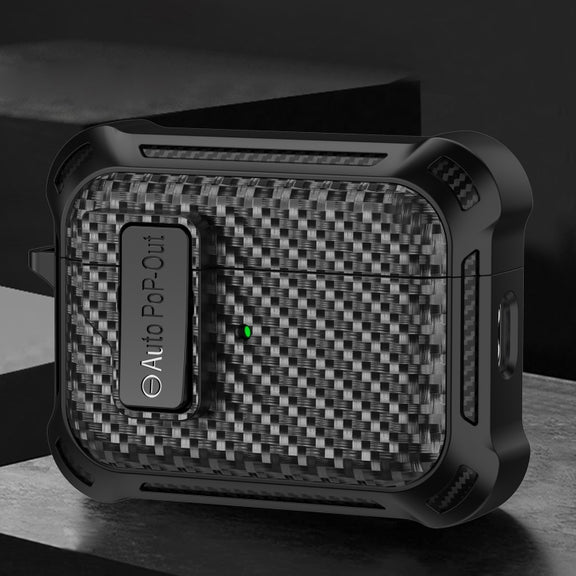 For AirPods 3 Alpha Carbon Fiber Wireless Bluetooth Earphone Protective Case(Black)