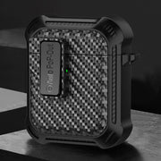 For AirPods 2 / 1 Alpha Carbon Fiber Wireless Bluetooth Earphone Protective Case(Black)