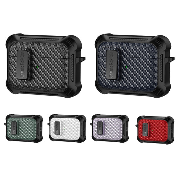 For AirPods 3 Alpha Carbon Fiber Wireless Bluetooth Earphone Protective Case(Black)