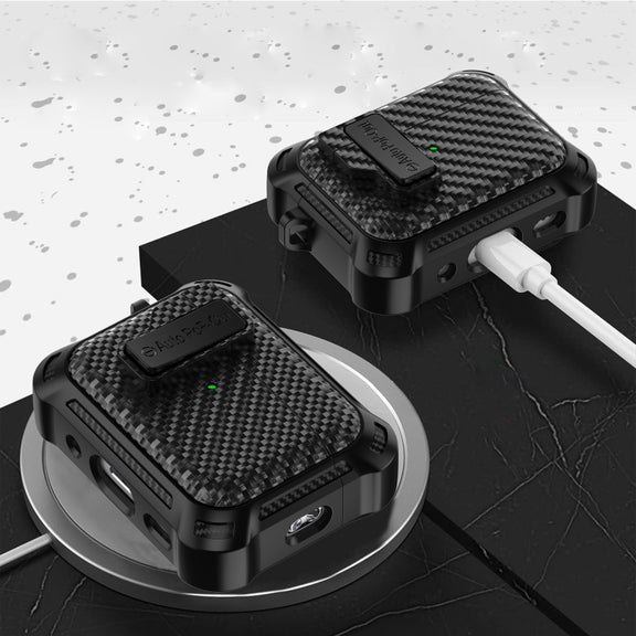 For AirPods 3 Alpha Carbon Fiber Wireless Bluetooth Earphone Protective Case(Black)