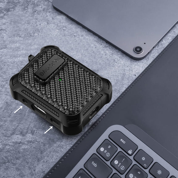 For AirPods 3 Alpha Carbon Fiber Wireless Bluetooth Earphone Protective Case(Black)